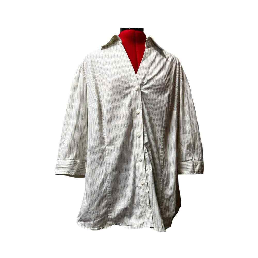 Worthington Striped Button Down Blouse Womens Size 1X Stretch